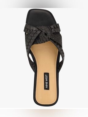 Nine West Black Braided Knot Slide Sandal, Size 7.5